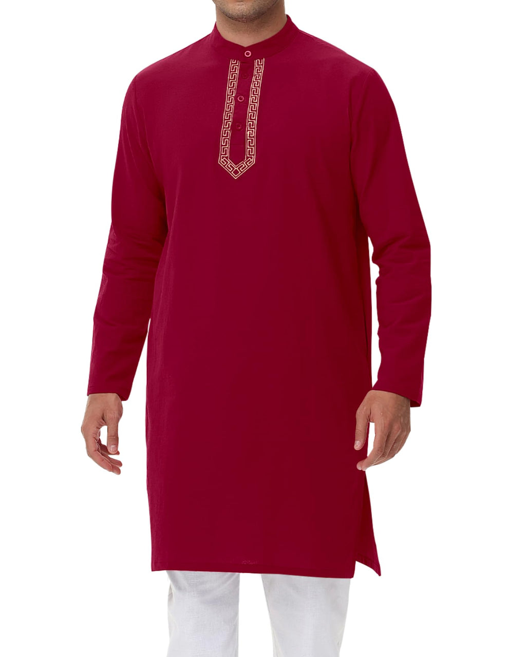 kurta Homme en Coton et Lin Manches Longues Traditionnel