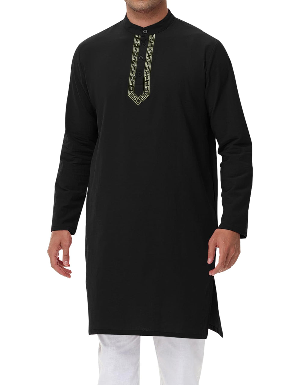 kurta Homme en Coton et Lin Manches Longues Traditionnel